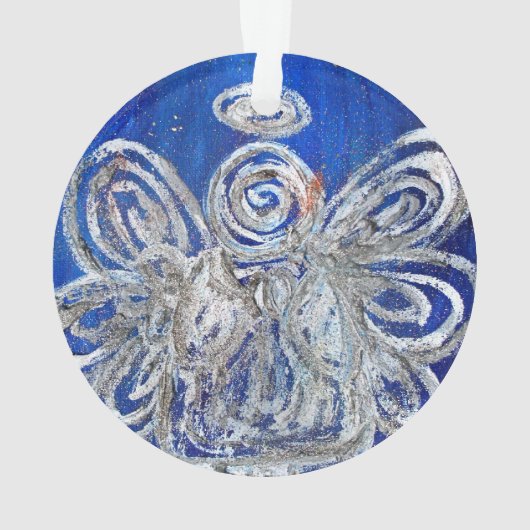 Twinkle Silver Angel Art Gift Holiday Ornament (achterkant)