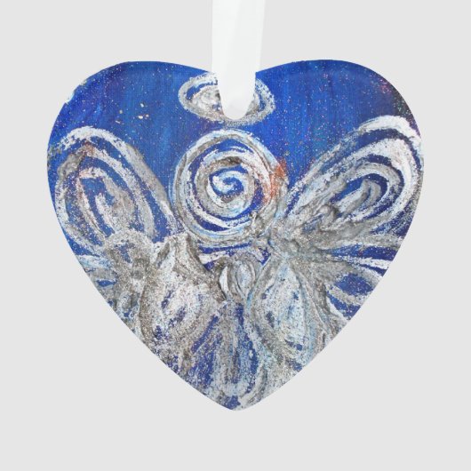 Twinkle Silver Angel Art Gift Holiday Ornament (achterkant)