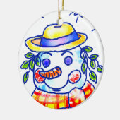 Twinkle Sneeuwman aangepaste naam Keramisch Ornament (Links)