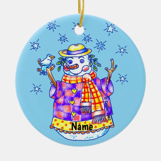 Twinkle Sneeuwman Keramisch Ornament (Voorkant)