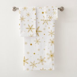 Twinkle Snowflake 3 - Goud & wit- Bad Handdoek