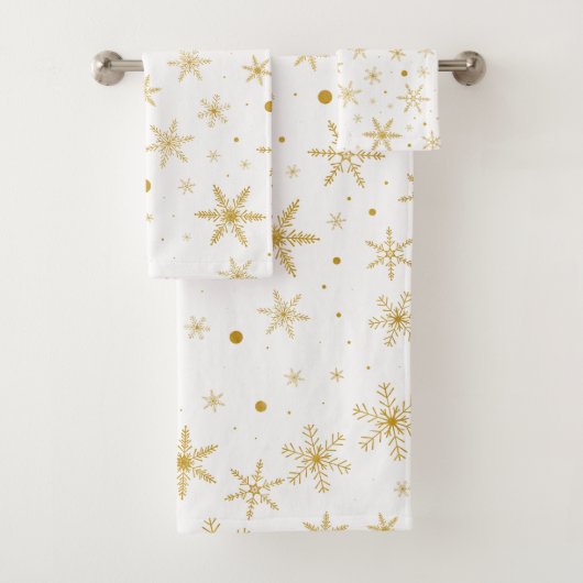 Twinkle Snowflake 3 - Goud & wit- Bad Handdoek (Insitu)
