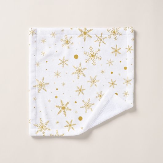 Twinkle Snowflake 3 - Goud & wit- Bad Handdoek (Wasdoekje)