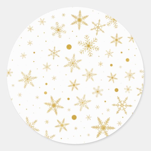 Twinkle Snowflake 3 - Goud & wit- Ronde Sticker (Voorkant)