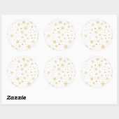 Twinkle Snowflake 3 - Goud & wit- Ronde Sticker (Vel)