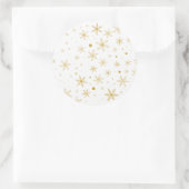Twinkle Snowflake 3 - Goud & wit- Ronde Sticker (Tas)
