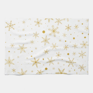 Twinkle Snowflake 3 - Goud & wit- Theedoek