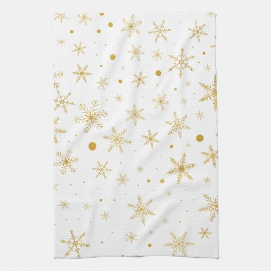 Twinkle Snowflake 3 - Goud & wit- Theedoek (Verticaal)