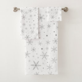 Twinkle Snowflake -Silver Grey & White- Bad Handdoek
