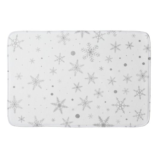 Twinkle Snowflake -Silver Grey & White- Badmat (Voorkant)