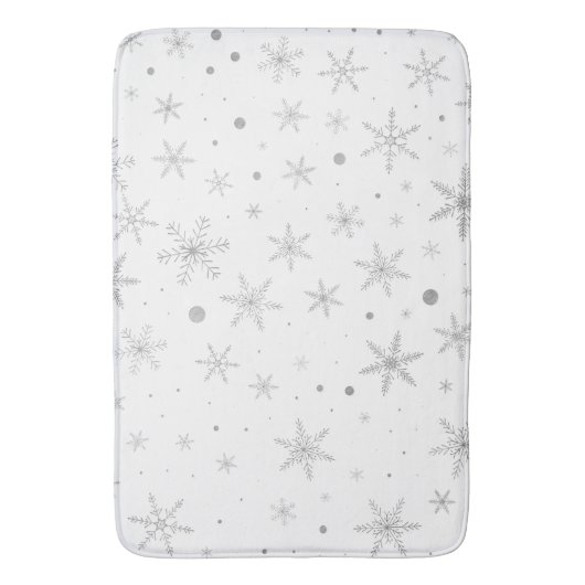 Twinkle Snowflake -Silver Grey & White- Badmat (Voorkant Verticaal)