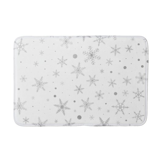 Twinkle Snowflake -Silver Grey & White- Badmat (Voorkant)