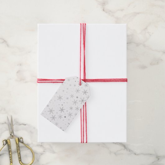 Twinkle Snowflake -Silver Grey & White- Cadeaulabel (Met Touw)