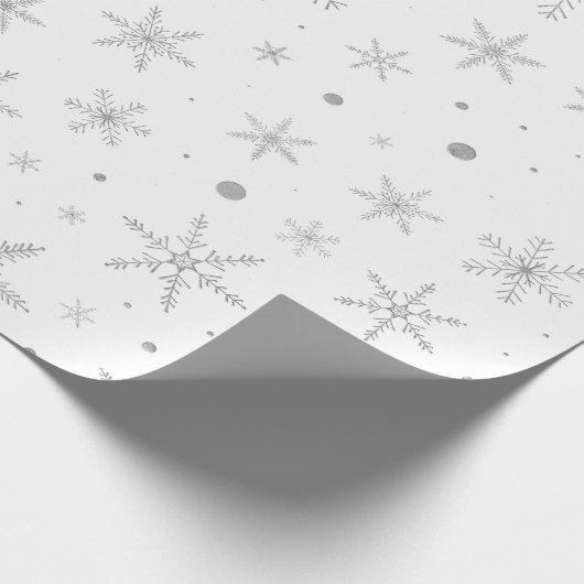 Twinkle Snowflake -Silver Grey & White- Cadeaupapier (Hoek)