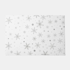 Twinkle Snowflake -Silver Grey & White- Deurmat