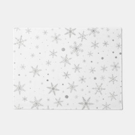 Twinkle Snowflake -Silver Grey & White- Deurmat
