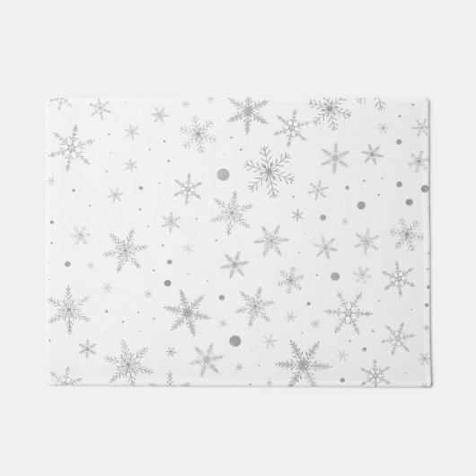 Twinkle Snowflake -Silver Grey & White- Deurmat (Voorkant)