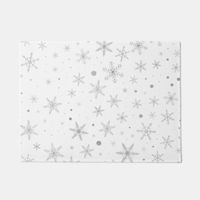 Twinkle Snowflake -Silver Grey & White- Deurmat (Voorkant)