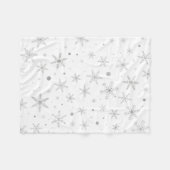 Twinkle Snowflake -Silver Grey & White- Fleece Deken (Voorkant (Horizontaal))