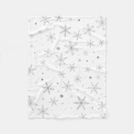 Twinkle Snowflake -Silver Grey & White- Fleece Deken