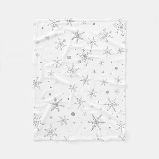 Twinkle Snowflake -Silver Grey & White- Fleece Deken (Voorkant)