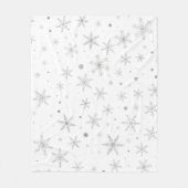 Twinkle Snowflake -Silver Grey & White- Fleece Deken (Voorkant)