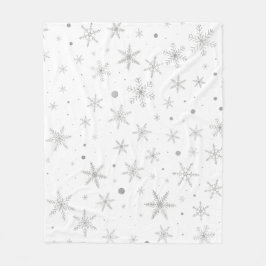 Twinkle Snowflake -Silver Grey & White- Fleece Deken