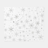 Twinkle Snowflake -Silver Grey & White- Fleece Deken (Voorkant (Horizontaal))