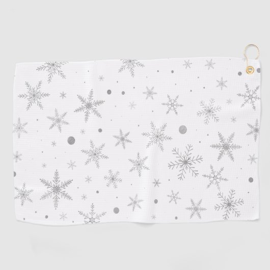 Twinkle Snowflake -Silver Grey & White- Golfhanddoek (Horizontaal)