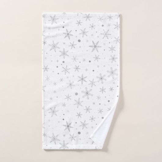 Twinkle Snowflake -Silver Grey & White- Handdoek (Handdoek)