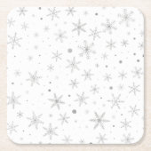 Twinkle Snowflake -Silver Grey & White- Kartonnen Onderzetters (Voorkant)