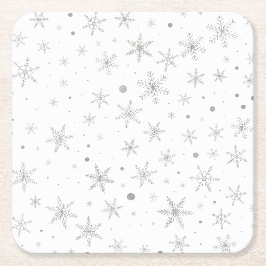 Twinkle Snowflake -Silver Grey & White- Kartonnen Onderzetters (Voorkant)