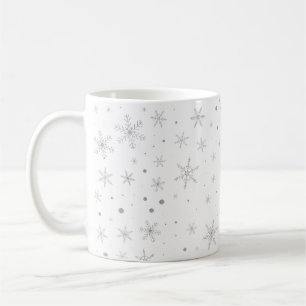Twinkle Snowflake -Silver Grey & White- Koffiemok