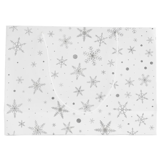 Twinkle Snowflake -Silver Grey & White- Large Cadeautasje (Achterkant)