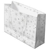 Twinkle Snowflake -Silver Grey & White- Large Cadeautasje (Voorkant Gekanteld)