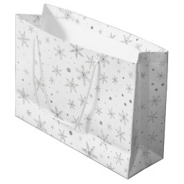 Twinkle Snowflake -Silver Grey & White- Large Cadeautasje