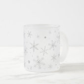 Twinkle Snowflake -Silver Grey & White- Matglas Koffiemok (Voorkant rechts)
