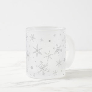 Twinkle Snowflake -Silver Grey & White- Matglas Koffiemok