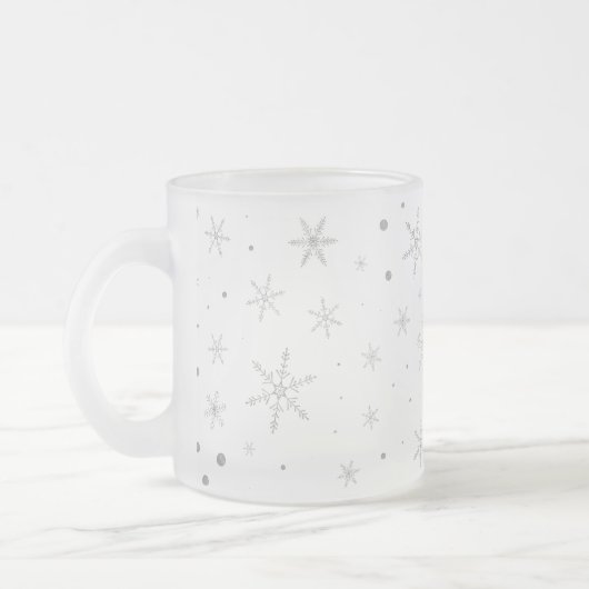 Twinkle Snowflake -Silver Grey & White- Matglas Koffiemok (Links)