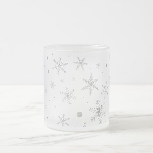 Twinkle Snowflake -Silver Grey & White- Matglas Koffiemok (Center)