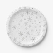 Twinkle Snowflake -Silver Grey & White- Papieren Bordje (Voorkant)