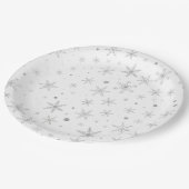 Twinkle Snowflake -Silver Grey & White- Papieren Bordje (Gekanteld)