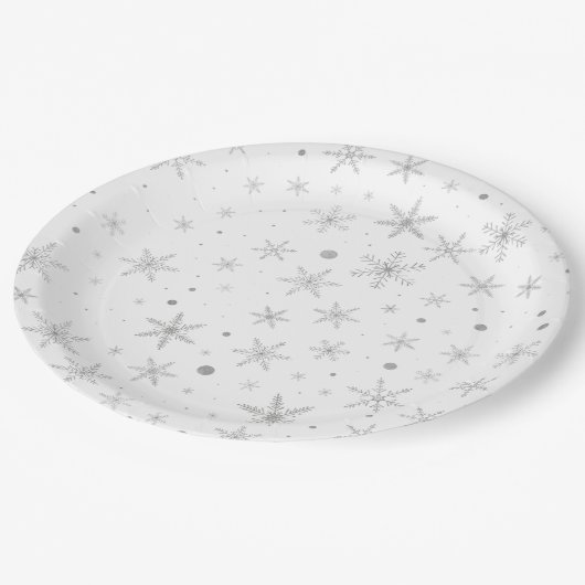 Twinkle Snowflake -Silver Grey & White- Papieren Bordje (Gekanteld)