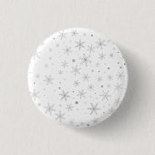 Twinkle Snowflake -Silver Grey & White- Ronde Button 3,2 Cm (Voorkant)