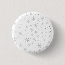 Twinkle Snowflake -Silver Grey & White- Ronde Button 3,2 Cm