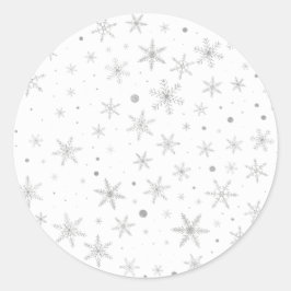 Twinkle Snowflake -Silver Grey & White- Ronde Sticker