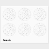 Twinkle Snowflake -Silver Grey & White- Ronde Sticker (Vel)