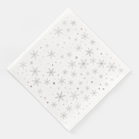 Twinkle Snowflake -Silver Grey & White- Servetten (Hoek)