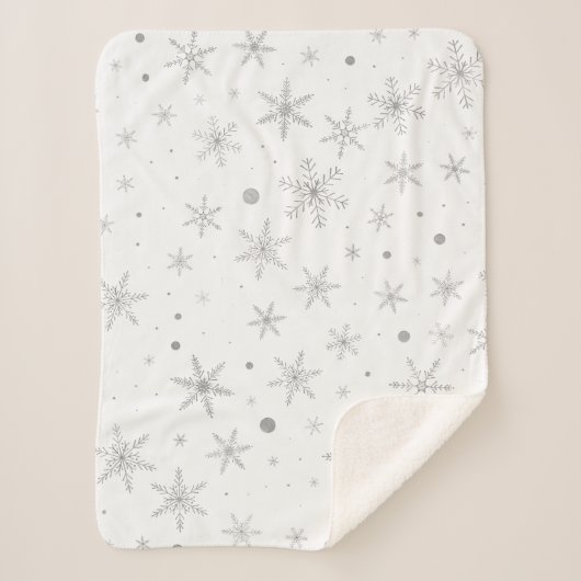 Twinkle Snowflake -Silver Grey & White- Sherpa Deken (Voorkant)