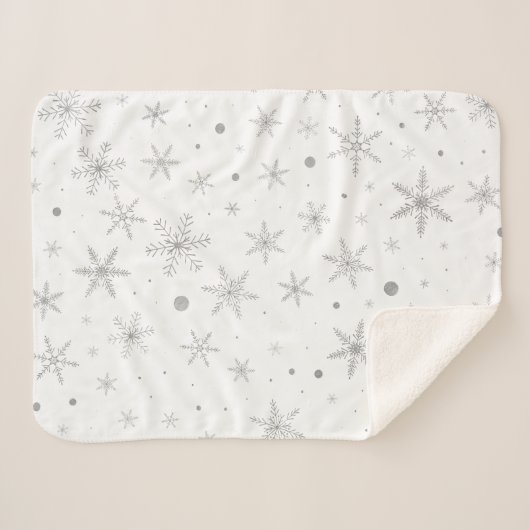 Twinkle Snowflake -Silver Grey & White- Sherpa Deken (Voorkant (horizontaal))